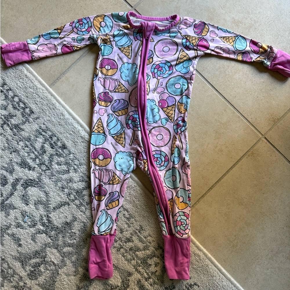 Little Sleepies Pink and Blue Donut Ice Cream Footies